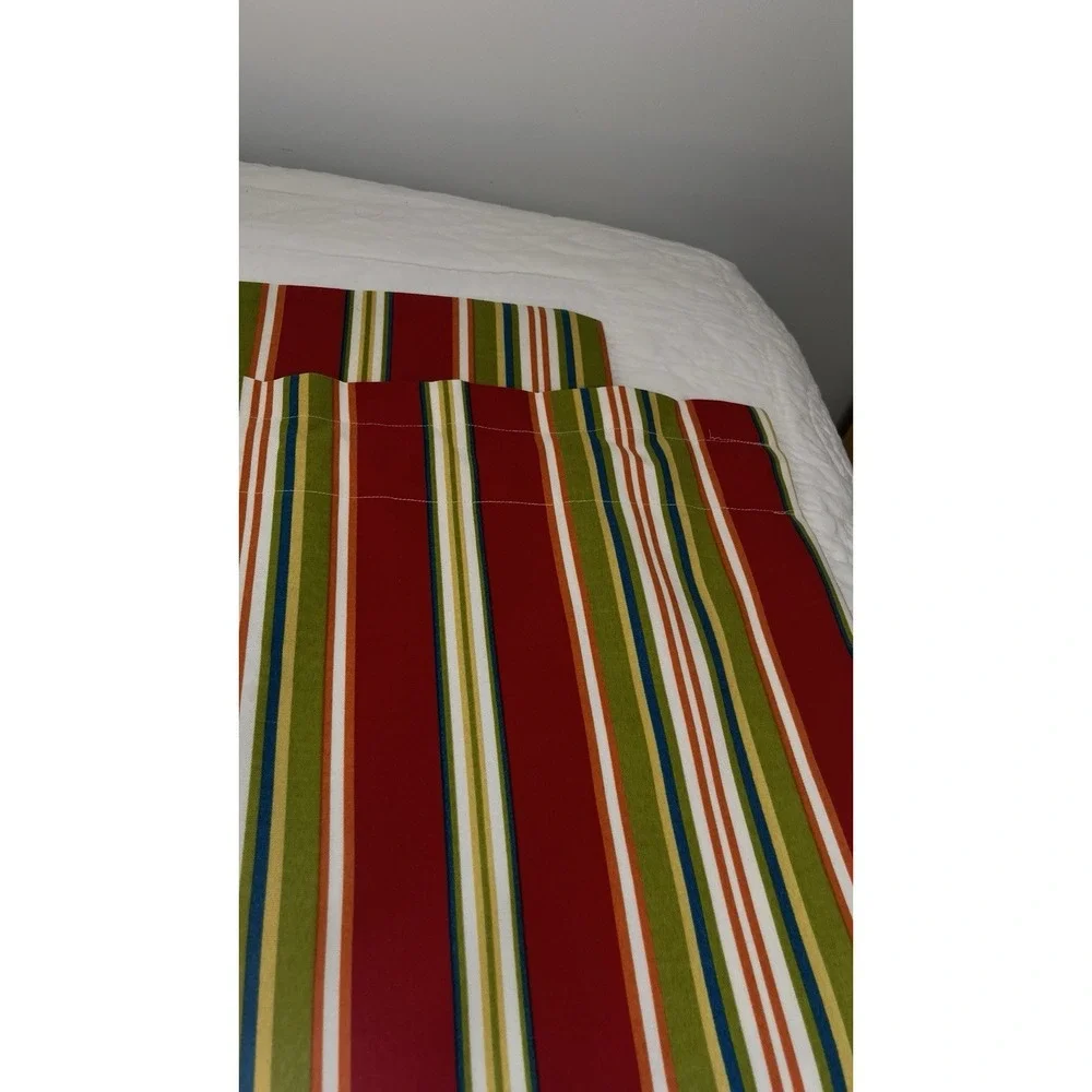 Colorful Striped Valances Red Lined Custom Made Set Of 2 Summer Rainbow Stripes